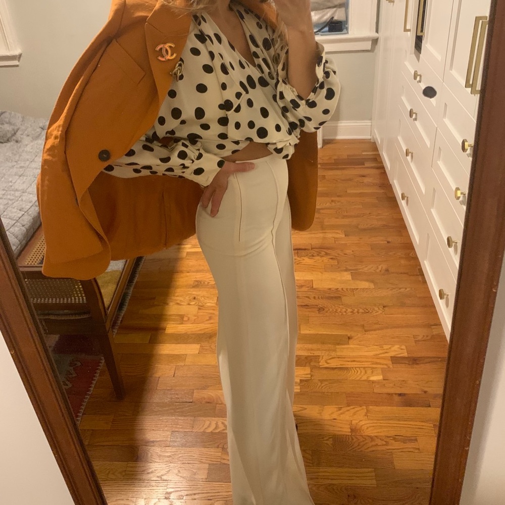 Mango Cream Wide Leg Pants Size 2